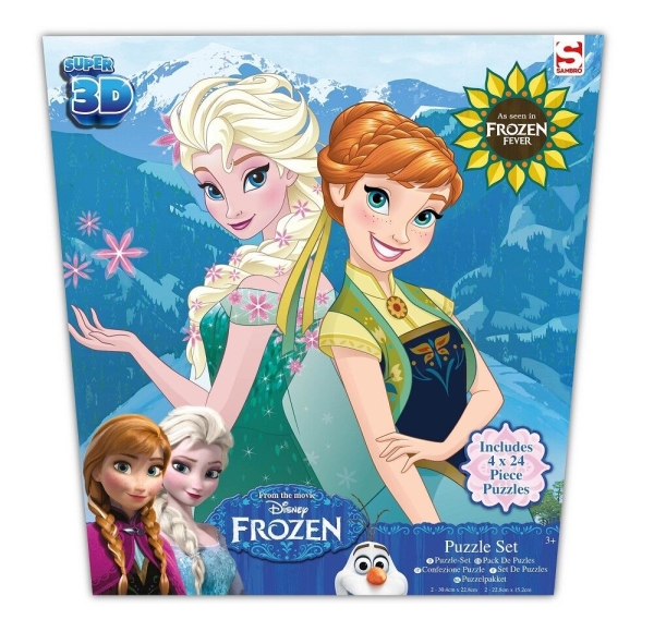 3D Puzzle Super 4 x 24-teilig Disney Frozen Eiskönigin